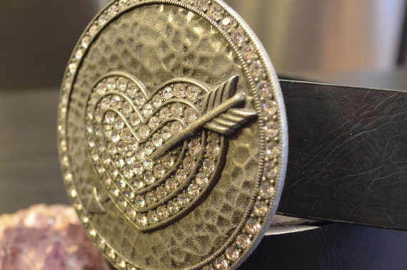 ?? Bling, Bling, Cupid\'s Fling! Heart shaped rhinestone belt buckle! ?? Beautiful Belt Buckle, Heart, Love, Cupid, Contemporary  main image 3