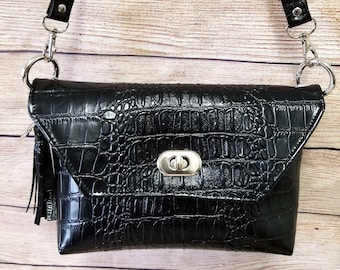 Faux Leather Alligator Clutch Pouch Purse
