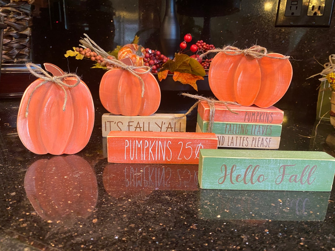 Fall Wood Pumpkin Decor Set: Farmhouse Tiered Tray Sign - Etsy