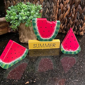 Mini wood Watermelon  Slices/Watermelon tiered tray/Watermelon set/watermelon decor/Summer tiered tray decor/Summer decor/ Watermelon slices