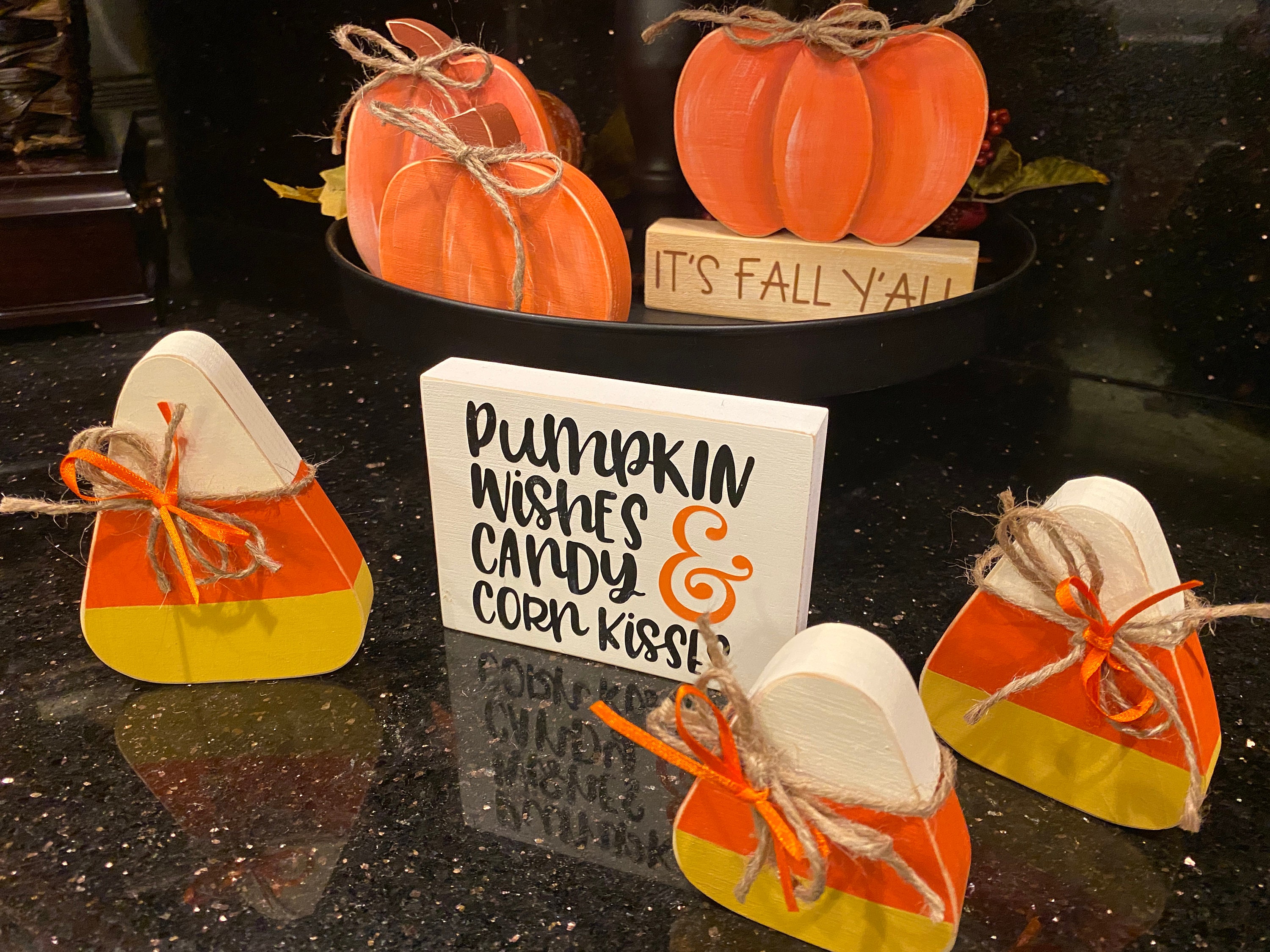 Candy Corn/wood Candy Corn/wooden Candycorns/all Tiered Tray Decor/wood