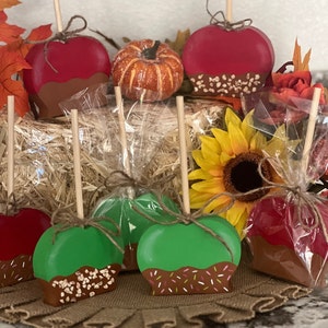 Pu&ograve; includere: Decorazioni in legno a forma di mela in rosso e verde, che ricordano le mele caramellate, con basi di "cioccolato" marrone e zuccherini. Alcune sono avvolte nel cellophane. Sono presenti anche una piccola zucca e un girasole.