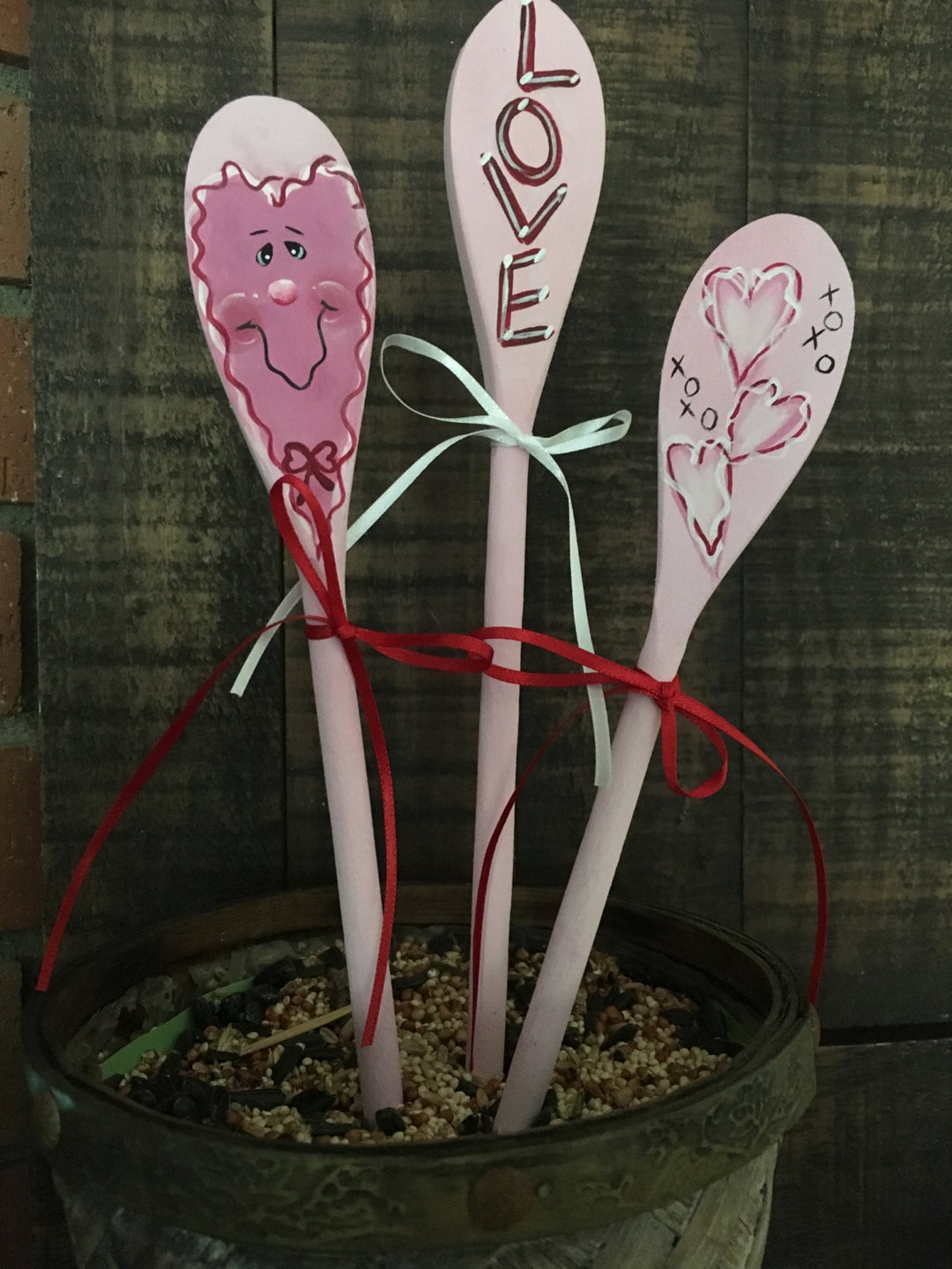 Valentine's Day Spoons,valentine's Day,hand Painted Wood Spoons
