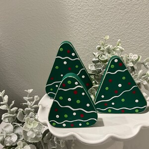 Holz Weihnachtsbaum Set: Handbemaltes Holztablett