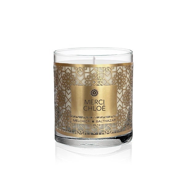 Bougie personnalisée cire de soja décoration, cadeau, remerciements - 130g - parfum fleur d'oranger