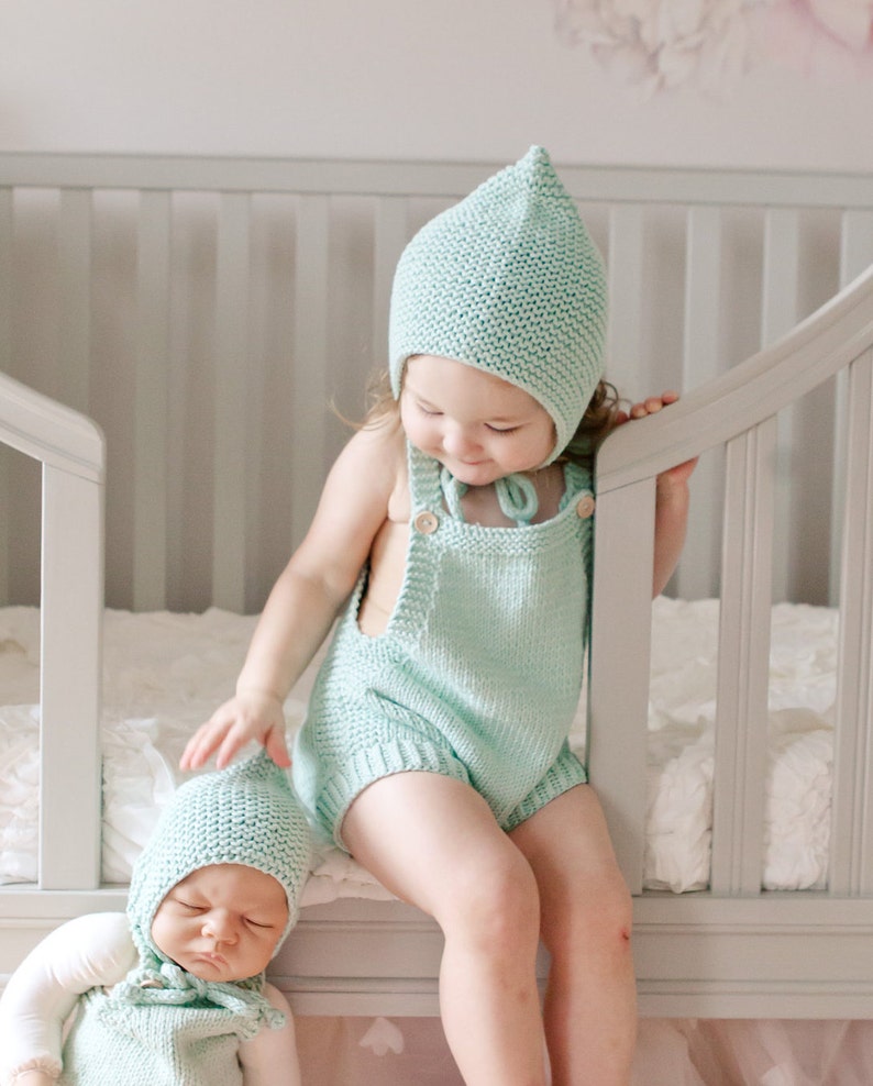 Knit Baby Romper Mint Cotton Romper Baby Onesie Vintage Style Bodysuit Summer Overall Gender Neutral Romper