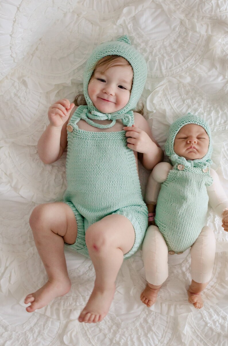 Knit Baby Romper Mint Cotton Romper Baby Onesie Vintage Style Bodysuit Summer Overall Gender Neutral Romper