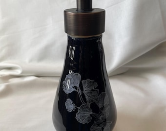 Handmade foaming soap dispenser with ginko leaves
