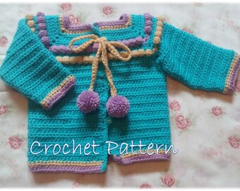 Crochet Pattern Baby Sweater, crochet baby boy sweater, baby cardigan, crochet baby blue sweater