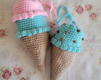 Crochet Pattern, ice cream bag, crochet purse, make-up bag, pencil case, ice cream amigurumi, kawaii, crochet bag, crochet ice cream, gift