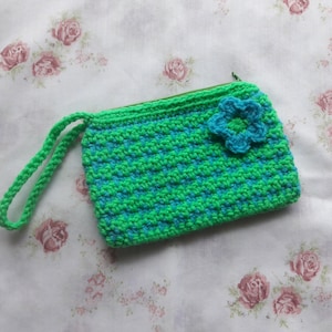 Crochet Pouch, Zipper pouch, Wristlet, Pencil Case, Zipper Clutch, Make-up Case, Cosmetics bag, crochet purse, crochet clutch