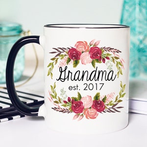 Floral Baby Reveal Mug, Grandma Baby Reveal Mug, Baby Reveal Mug to Grandma, Grandma Pregnancy Reveal Mug, Grandma Pregnancy Announcement image 1