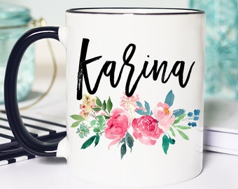 Floral Mug for Best Friend, Floral Mug for Friend, Floral Mug for Sister, Best Friend Floral Mug, Sister Floral Mug, Personalized Logo Mug