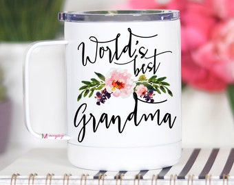 Grandma Gift, Grandma Travel Mug, Grandmother Gift, Gift for Grandma, Pregnancy Announcement for Grandma, Personalized Travel Mug, Stainless