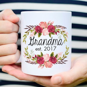 Floral Baby Reveal Mug, Grandma Baby Reveal Mug, Baby Reveal Mug to Grandma, Grandma Pregnancy Reveal Mug, Grandma Pregnancy Announcement image 2