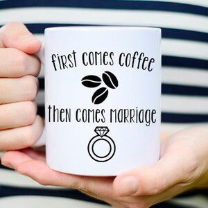 Wedding Mug, First Coffee Mug, Wedding Gift, Coffee Mugs, Bridal Shower Gift, Engagement Gift, Mr and Mrs Mug, First comes Coffee