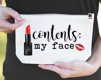 Funny Cosmetic Bag, Funny Makeup Bag, This Bag Contains my Face, Cosmetic Bag Funny, Makeup Bag Funny, Gift for Her, Gift for Makeup Artist