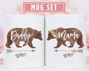 Daddy Bear Mug, Mama Bear Daddy Bear, Mom Dad Bear Mug, Mama Daddy Bear Mugs, Mama Bear and Daddy Bear Mugs, Bear Mug Set, Mama Daddy Bear