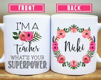 Teacher Gifts, Teacher Mug, Teacher Superpower, Gifts for Teachers, Gift Idea for teacher, teacher appreciation, coffee mug, school, Mug