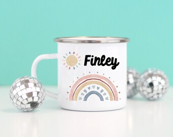Kid Mug, Personalized Kids Mug, Custom Kid Mug, Custom Enamel Cup, Personalized Enamel Cup, Rainbow Kid Mug, Custom Enamel Mug, kid cup