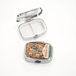 Funny Pill Box Sardine Tin Design Vintage Style Pill Organizer Compact Travel Medicine Case Cute Daily Pill Container Gift for Her image 4
