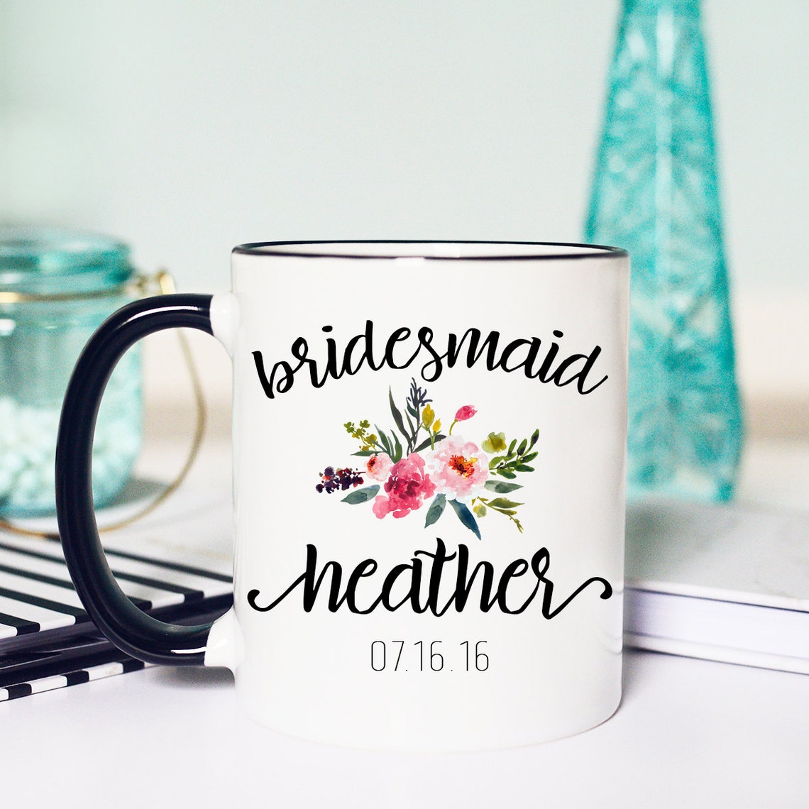Custom Bridesmaid Mugs Custom Bridesmaid Cups Custom Wedding Etsy