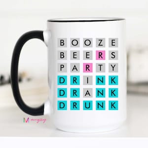 Wordle, Wordle Game, Wordle Mug, Wordle Cup, Funny Wordle, Custom Wordle, Gifts for Her, Gift Ideas, Word Mug, Wordle Gift, Booze Wordle,