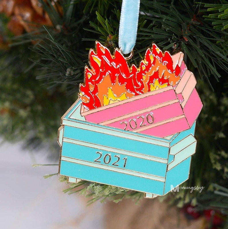 Christmas Ornament, Dumpster Fire Ornament, 2021 Dumpster Fire, Funny Christmas Ornament, Dumpster Fire Patch, 2021 Christmas Ornament, image 1