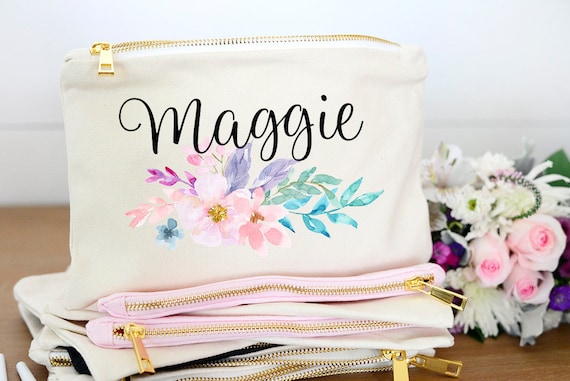 Floral Bridesmaid Monogram Makeup Bag Floral Bridesmaid Initial Makeup Bag Floral Bridesmaid Initial Cosmetic Bag Floral Monogram Bag Etsy