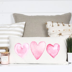 Heart Pillow, Valentines Decor, Valentine&#39;s Decoration, Hearts Pillow, Valentines Gift for her, Valentines Day, Pink Hearts, Couch Pillow