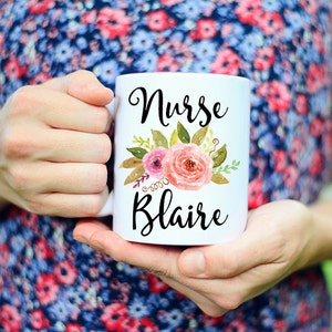 Taza de enfermera personalizada, taza de enfermera personalizada, regalo de enfermera personalizado, taza de enfermera registrada, taza de enfermera registrada, taza personalizada para enfermera, café de enfermera imagen 3
