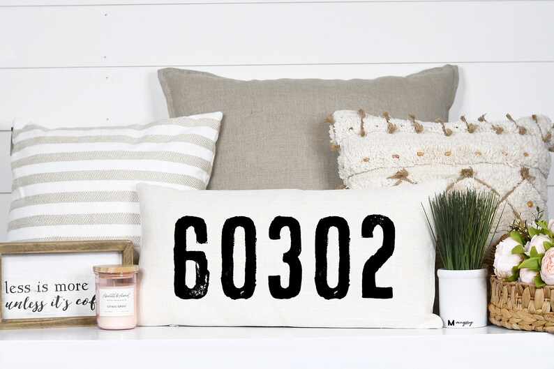 Zip Code Pillow Area Code Pillow Housewarming Gift Etsy
