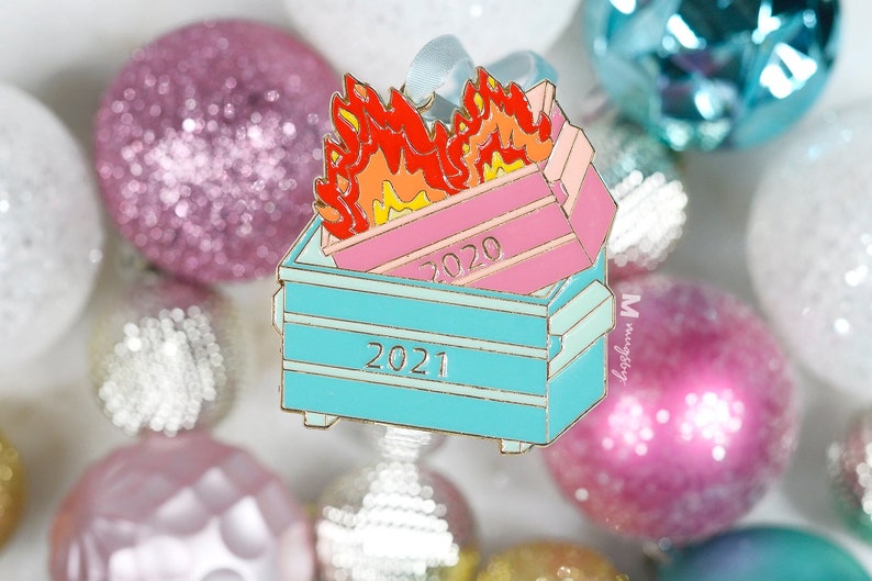 Christmas Ornament, Dumpster Fire Ornament, 2021 Dumpster Fire, Funny Christmas Ornament, Dumpster Fire Patch, 2021 Christmas Ornament, image 2