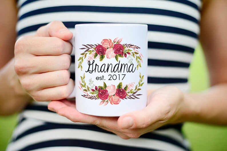 Floral Baby Reveal Mug, Grandma Baby Reveal Mug, Baby Reveal Mug to Grandma, Grandma Pregnancy Reveal Mug, Grandma Pregnancy Announcement image 2