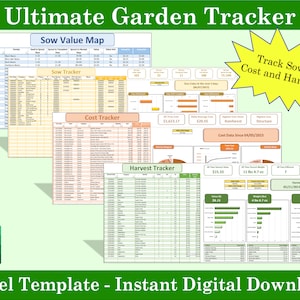 Ultimate Garden Tracker Excel Template Planner - Instant Digital Download - Sow, Harvest and Cost Tracker