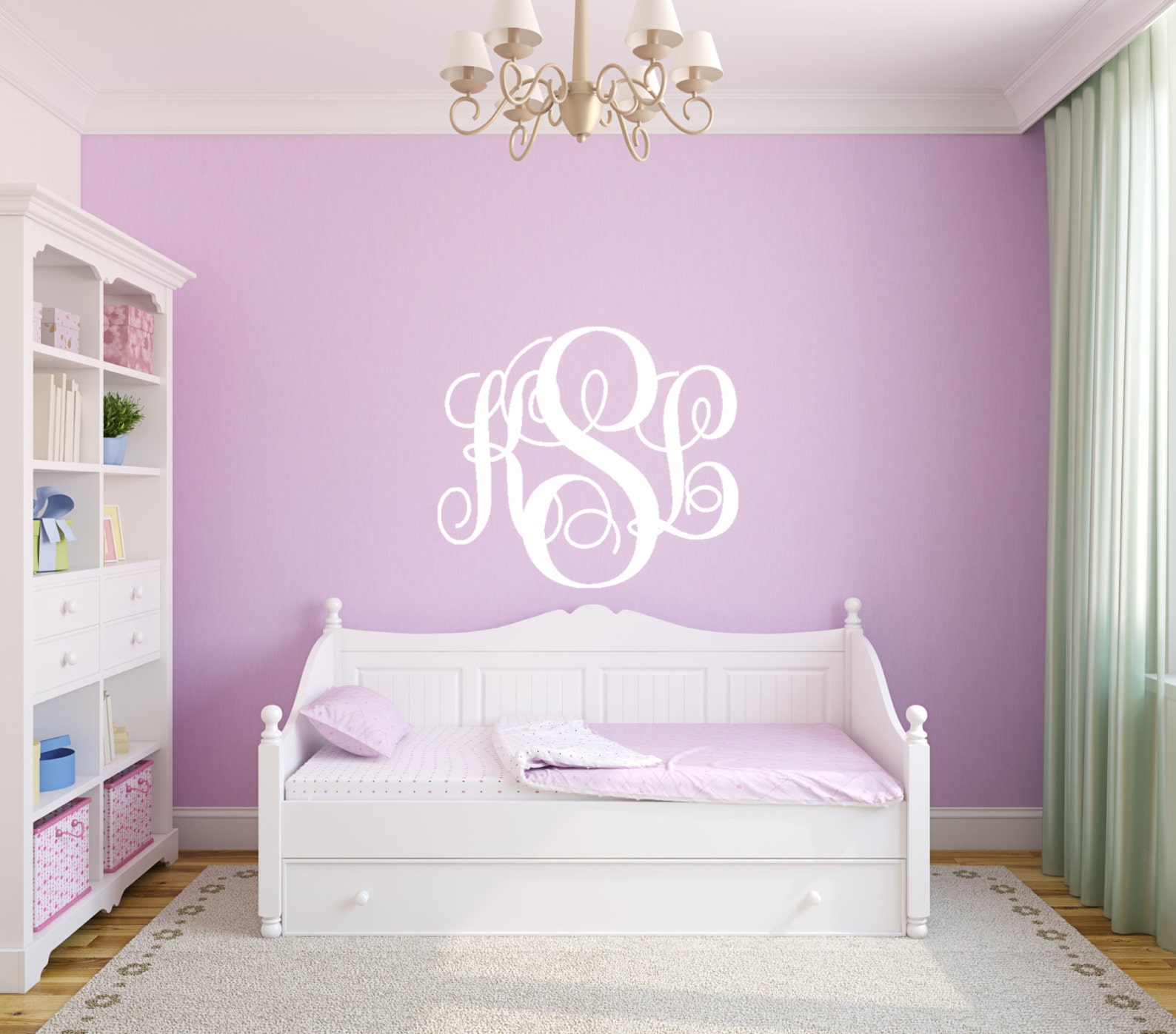 Vine Monogram Wall Decal Room Wall Decor Vinyl Decal Sticker Etsy