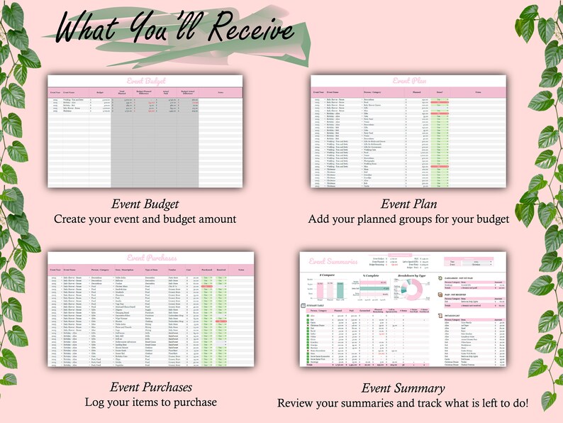 Event Budget Planner Spreadsheet Template - Google Sheets - Birthday ...