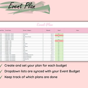 Event Budget Planner Spreadsheet Template - Google Sheets - Birthday ...