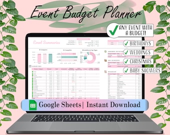 Event Budget Planner Spreadsheet Template - Google Sheets - Birthday, Christmas, Wedding, Baby Shower, Anniversary - All Events in One File