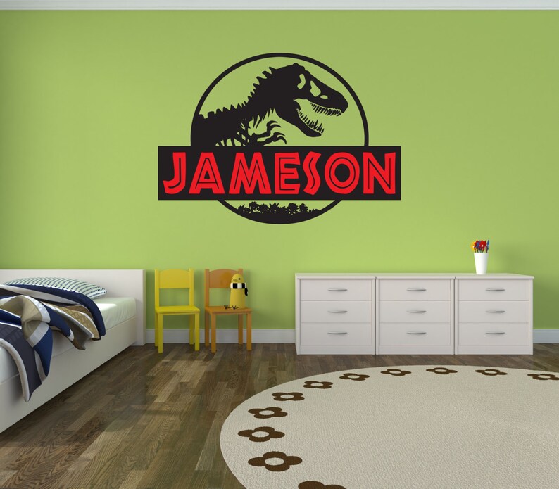 Jurassic World Park Wall Decal Boy Name Girl Jurassic World Park Wall Decal Boy Name Girl Image 0