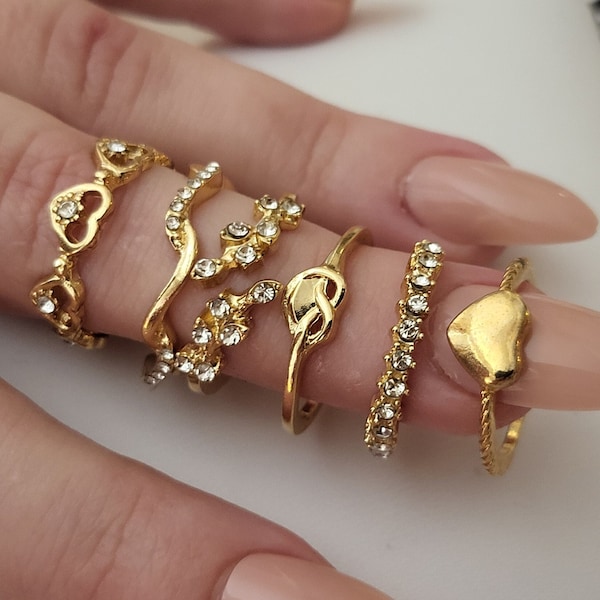 Set di anelli in oro, impermeabili, di alta qualità, regalo di compleanno.