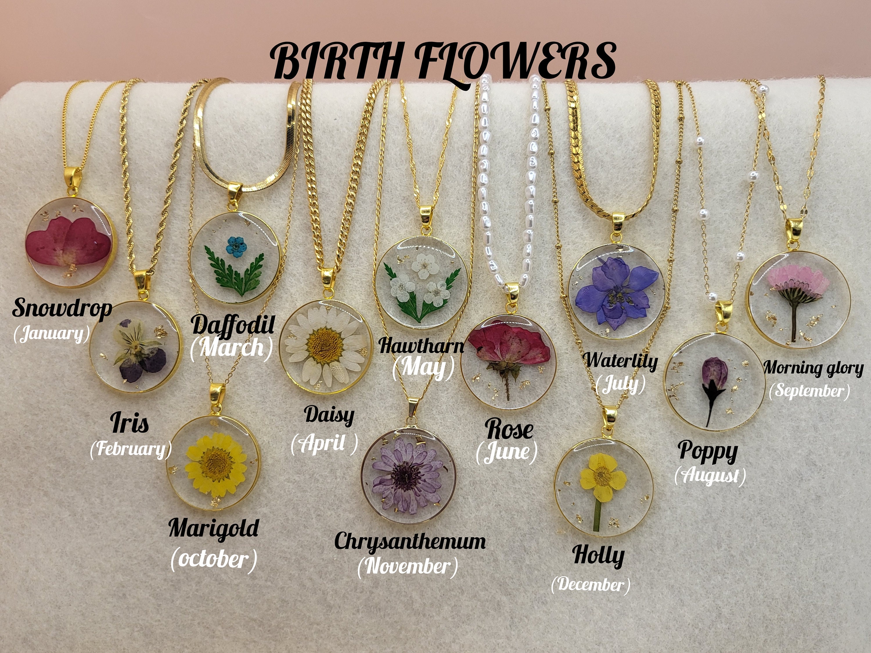 Combined Birth Flower Necklace - Oval | Centime Gift