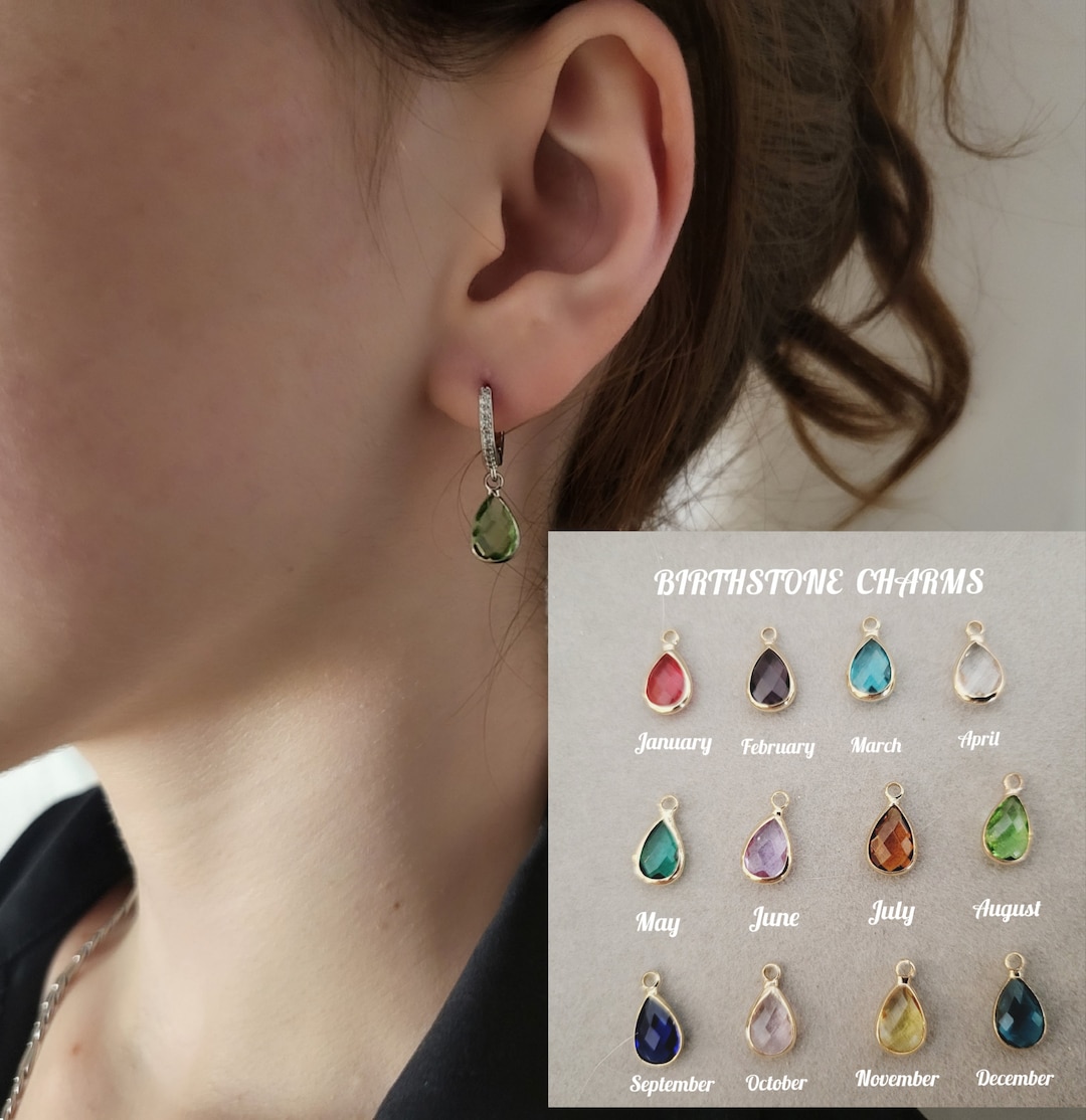 Gold Drop Birth Stone Earrings Crystal Birth Month Charm Minimal gold-drop-birth-stone-earrings-crystal-birth-month-charm-minimal