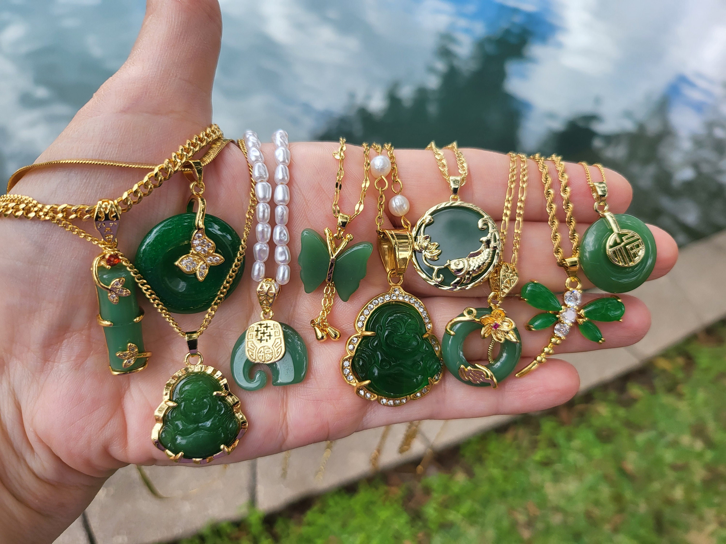 Genuine Green Jade Pendant Plated With 24k Gold Necklace 18 Inches Gold  Chain Premium Quality back in Stock With Limited Quantity - Etsy