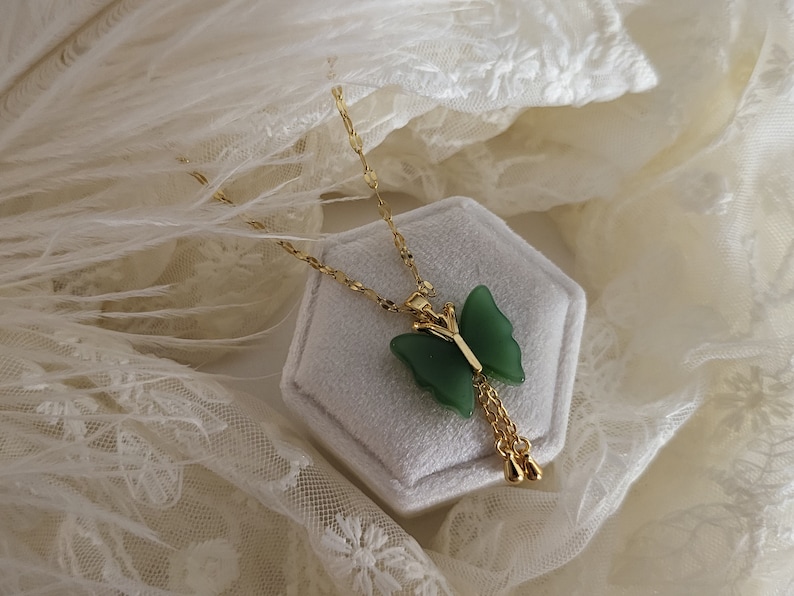 Green Natural Jade Necklace, WATERPROOF Adjustable Chains. image 7