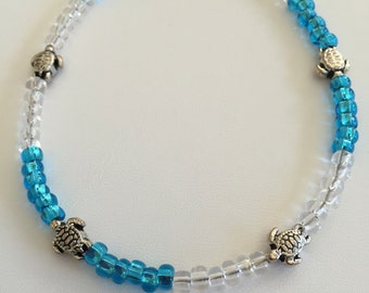 Anklet,Handmade Jewelry, Handmade Anklet, Ankle Bracelet, Beach Anklet, Turtle Anklet, Gifts for Her, Seed Bead Anklet