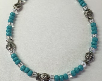 Anklet, Handmade Jewelry, Handmade Anklet, Ankle Bracelet, Fish Anklet, Anklet, Gifts for Her, Seed Bead Anklet