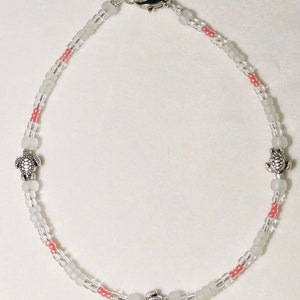 Anklet, Ankle Bracelet, Turtle Anklet, Seed Bead Anklet, Gifts for Her, Turtle Jewelry, White Anklet, Womans  Anklet