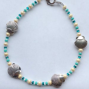 Anklet, Ankle Bracelet, Shell Anklet, Beach Anklet, Seed Bead Anklet, Handmade Jewelry, Handmade Anklet, Gifts for Her