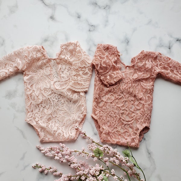 Newborn lace onesie.  Newborn girl photo outfit.  Baby ballerina leotard.  Baby lace dress.   Newborn pink romper